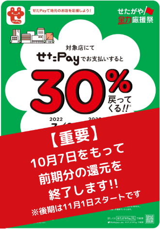 10/5　京王線沿線情報（せたpay早期終了のおしらせ）